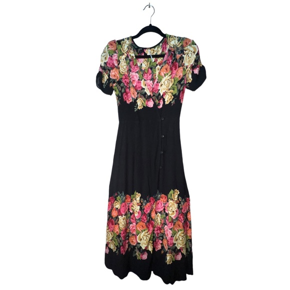 Free People Maxi Dress Size X Small Black Floral - Picture 6 of 15